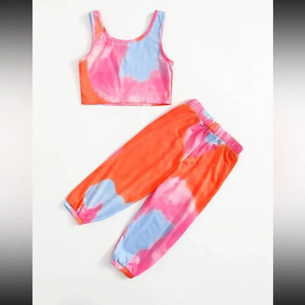 SHEIN Toddler Girls Tie Dye Tank Top & Sweatpants size 4-5 NWOT